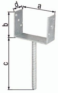 GAH Alberts U-Pfostenträger ETA-10/0210 81x100x200x60mm TZN m. Betonanker a