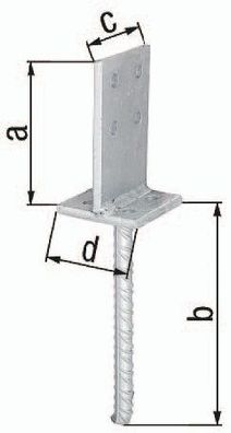 GAH Alberts T-Pfostenträger 130x200x80x80mm STA roh TZN - 215521