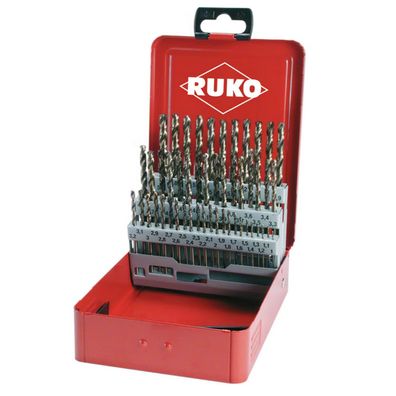 RUKO Spiralbohrer-Satz DIN 338 Typ VA, HSSE-Co 5 in Industriekassette - 50