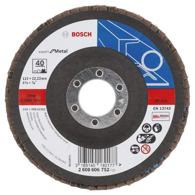 Bosch Fächerschleifscheibe Expert for Metal 115 22,23 40 gewinkelt Glasgewe