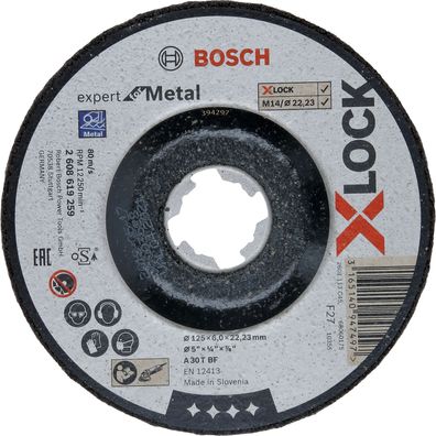 Bosch X-LOCK Schruppscheibe Expert for Metal gekröpft 125 x 6 x 22,23 mm