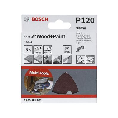 Bosch Schleifblatt F460 Best for Wood and PaintÂ 93Â mm 180 5er-Pack - 260862