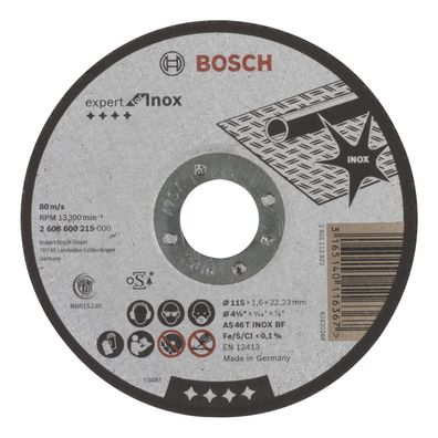 Bosch Trennscheibe gerade Expert for Inox AS 46 T INOX BF 115 mm 22,23 mm 1