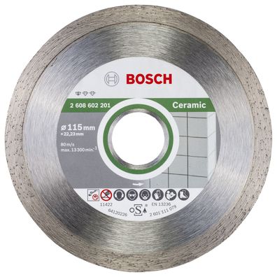 Bosch 10x Diamanttrennscheibe Standard for Ceramic, 115 x 22,23 x 1,6 x 7 m