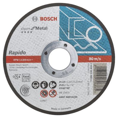 Bosch Trennscheibe gerade Expert for Metal Rapido AS 60 T BF 115 mm 22,23 m