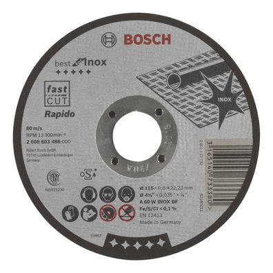 Bosch Trennscheibe gerade Best for Inox Rapido A 60 W INOX BF 115 mm 22,23