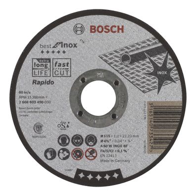 Bosch Trennscheibe gerade Best for Inox Rapido A 60 W INOX BF 115 mm 22,23