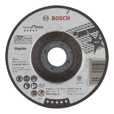 Bosch Trennscheibe gekröpft Best for Inox Rapido A 60 W INOX BF 125 22,23 1