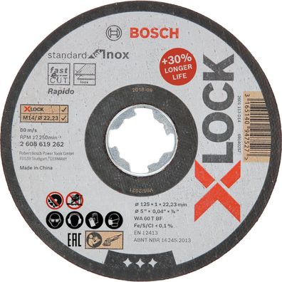 Bosch X-LOCK Trennscheibe Standard for Inox 125 x 1 x 22,23 mm gerade - 260