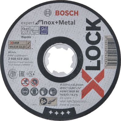 Bosch X-LOCK Trennscheibe Expert for Inox+Metal 115 x 1 x 22,23 mm gerade