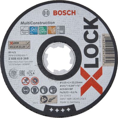 Bosch X-LOCK Trennscheibe Multi Material 115 x 1 x 22,23 mm gerade - 260861