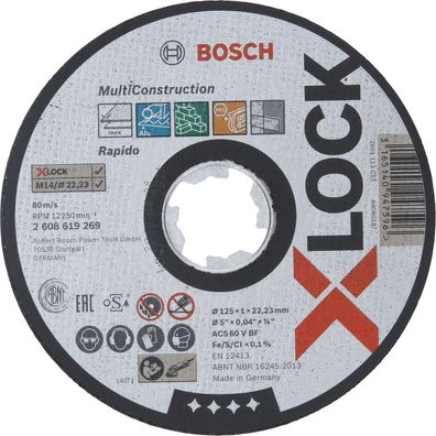 Bosch X-LOCK Trennscheibe Multi Material 125 x 1 x 22,23 mm gerade - 260861