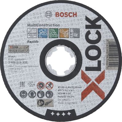 Bosch X-LOCK Trennscheibe Multi Material 125 x 1,6 x 22,23 mm gerade - 2608