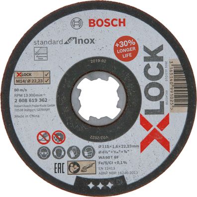 Bosch 25x X-LOCK Trennscheibe Standard for Inox 115 x 1,6 mm T41 - 26086193