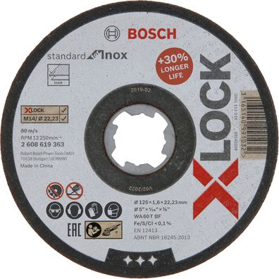 Bosch 25x X-LOCK Trennscheibe Standard for Inox 125 x 1,6 mm T41 - 26086193