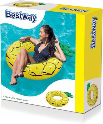 Bestway Fruchtiger Schwimmring Ananas 103 x 81,5 x 18,5 cm (Gr. 103 x 81,5 x 18,5 cm)