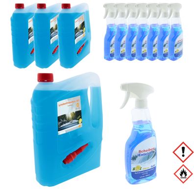 4 x Scheibenfrostschutz 5 Liter bis -30° C + 8 x Scheibenenteiser 500 ml