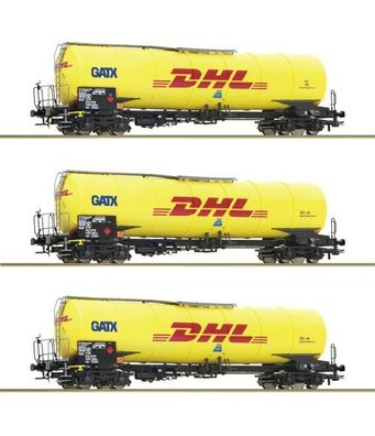 Roco 76029 Kesselwagen-Set Zacns GATX DHL Ep VI 3-t Spur H0