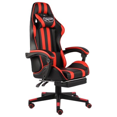 vidaXL Gaming-Stuhl mit Fußstütze Schwarz und Rot Kunstleder