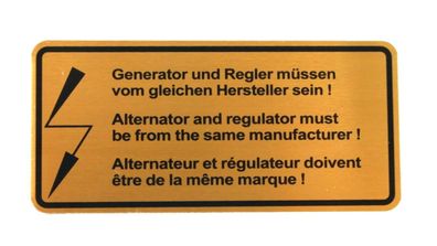 Lichtmaschiene Klebeschild SCHILD Aufkleber FÜR Porsche 911 912 914 90100650800