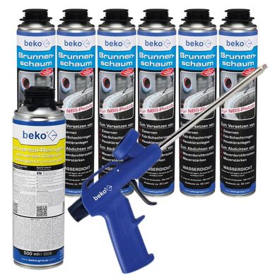 6 Stück Brunnenschaum 750 ml für NBS-Pistole inkl. Pistole und PU-Universal-Reiniger