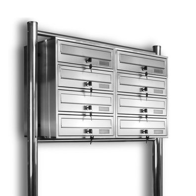 8er 2x4 Kelvin® - Edelstahl Standbriefkasten Briefkasten Briefkastenanlage
