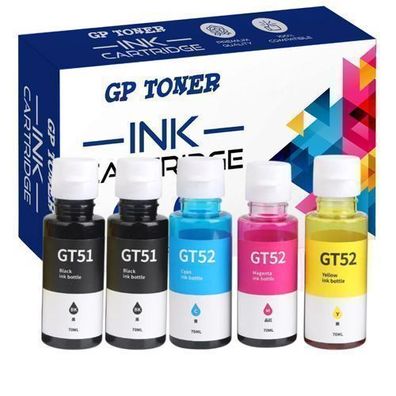 5x TINTE GT51 GT52 Refill für HP Deskjet 5810 5820 Smart Tank 615 530 519 516