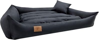 XXL Hundebett für große Hunde - Bequem & langlebig aus schwarzem Kunstleder