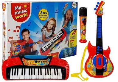 Musikset mit Karaoke-Mikrofon, 37-Tasten-Keyboard & Gitarre - Vielseitiger Spielspaß