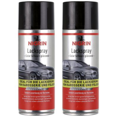 2x Set Nigrin Lack-Spray Schwarz Sprüh-Dose Spray-Dose Sprüh-Lack Farb-Spray