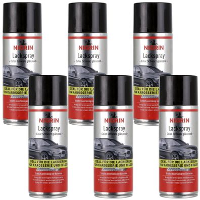 6x Set Nigrin Lack-Spray Schwarz Sprüh-Dose Spray-Dose Sprüh-Lack Farb-Spray