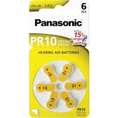 Panasonic - Batterie 6 x PR10 - Zink-Luft - Silber