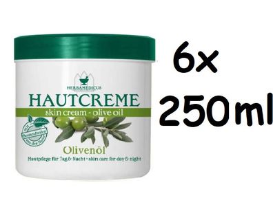 Herbamedicus Olivenöl Feuchtigkeit Tag Nacht Creme, 6x 250ml