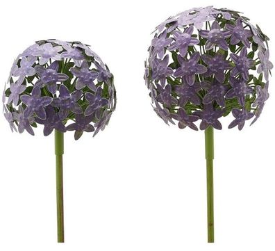 Gartenstecker Metall Allium Stecker 2erSet purple ArtFerro Ø16,2 + 20cm Blütenkugel