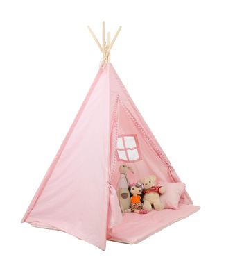 Gemütliches Spielzelt für Kinder - Rosa Tipi mit Bodenmatte und Kissen