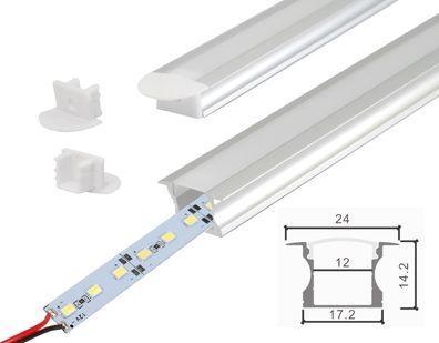 1 Meter LED Alu Profil Schiene Aluminium Leiste Unterputz inkl. LED Alu Strip