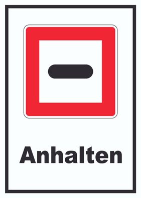 Anhalten Schild mit Symbol und Text Stopp