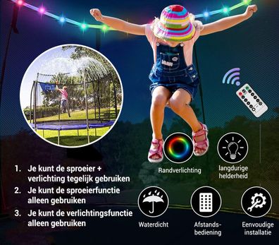 Trampolin-Sprinkler mit Beleuchtung - Erfrischung & Spaß für Kinder - Ø244cm