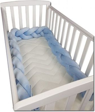 Nachhaltige Bettumrandung aus Minky Polyester - 280 cm - Blau - Geflochten