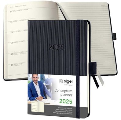 SIGEL C2515 Wochennotiz-Kalender Conceptum - 1 Woche / 2 Seiten, ca. A6, Hardcove