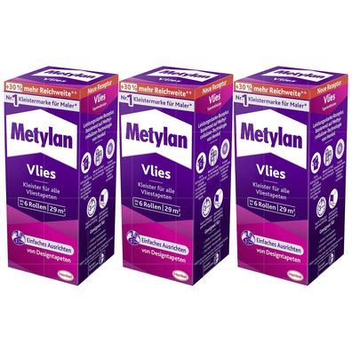 3x HENKEL Metylan VLIES Tapetenkleister 0.18 KG Vliestapeten Vlieskleister