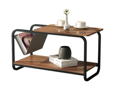 Loft Beistelltisch mit Zeitungsablage - Metall und MDF - 86,5x40x46 cm