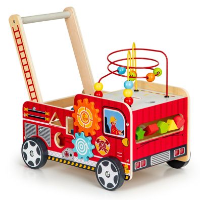 Nachhaltiger Holz-Lauflernwagen Feuerwehr - Lernspielzeug für Kleinkinder