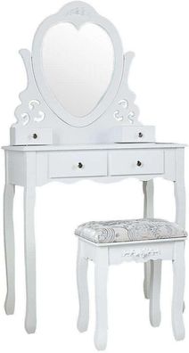 Stilvolle Schminktisch-Set mit Herzspiegel und Hocker - Perfekt fürs Schlafzimmer