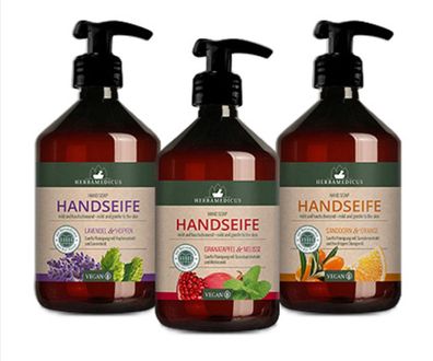 Herbamedicus Hand Seife Lavendel Granatapfel Sanddorn/Orange 8x 500ml