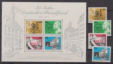 Berlin 1973 postfrisch MiNr. 455-458 + Block 4 50 Jahre Deutscher Rundfunk