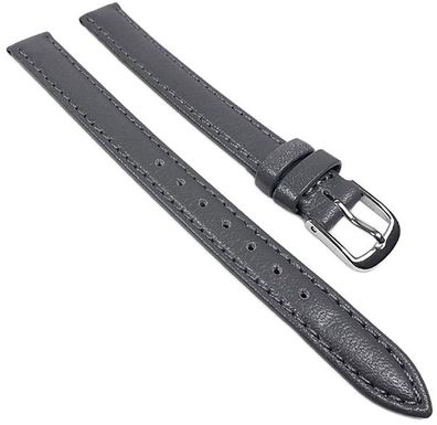 Minott | Uhrenarmband XL-Länge Kalbnappa grau glatt mit Naht 40375