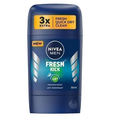 Nivea Men Frischer Kick Anti-Transpirant Stick, 50ml, lang anhaltende Frische