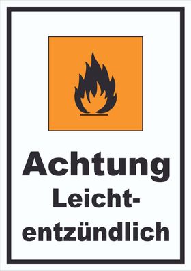 Schild Gefahrensymbol Leichtentzündlich Flamme hochkant