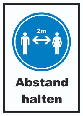 Abstand halten Symbol und Text Schild